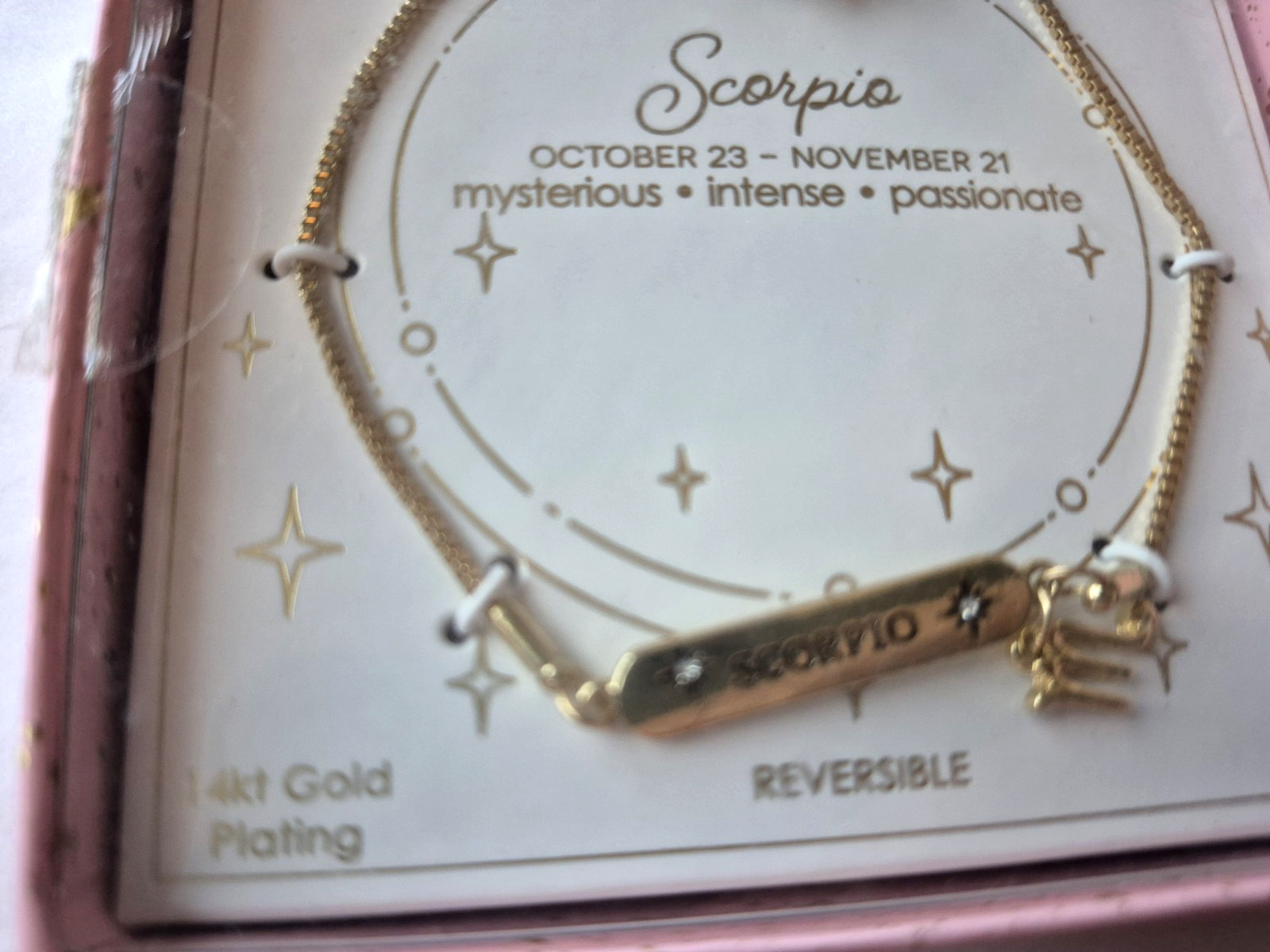 Unique Design Astrology Bracelet Scorpio 14k Gold Plated Nickel Free Adjustable