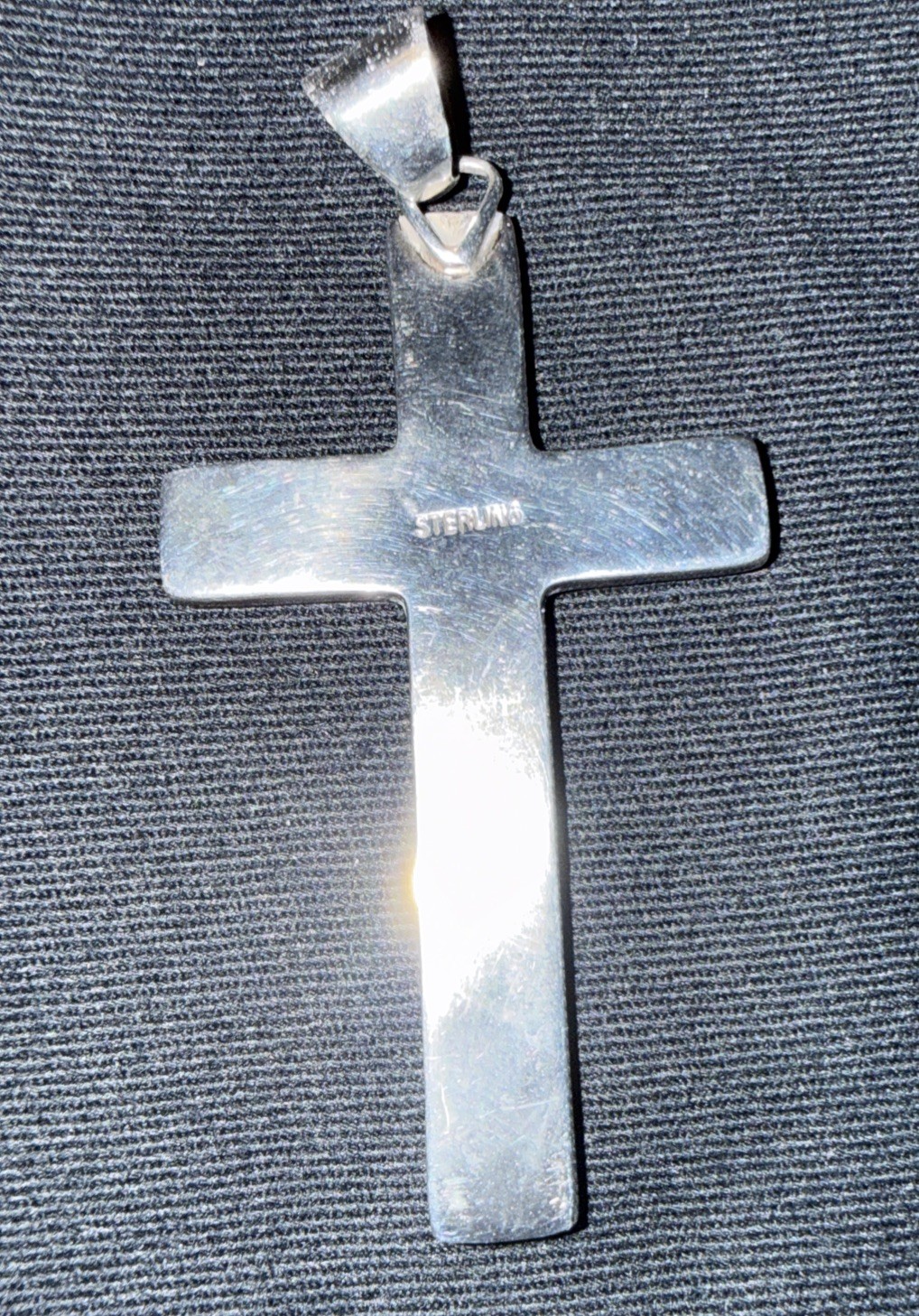 Zuni Mosaic Inlay Pendant Sterling Silver Cross 1.5” X 3” One Of A Kind Handmade