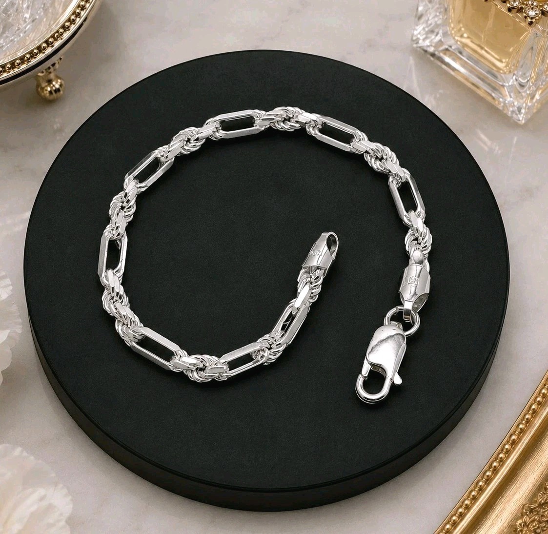 New Italy 925 Sterling Silver Figarope Milano Bracelet Fits 6.5″Wrist 10.4g