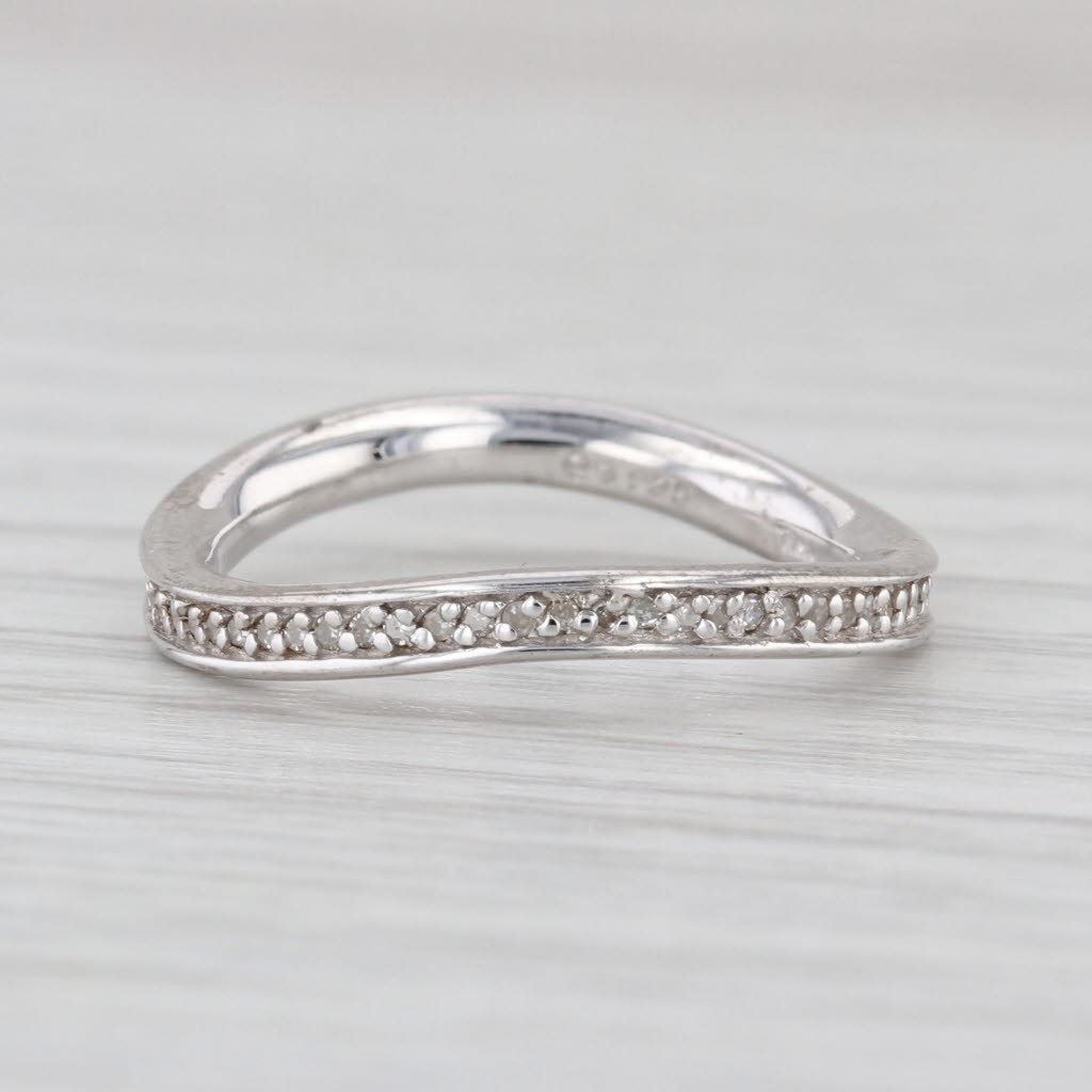 New Contoured 0.16ctw Diamond Ring Sterling Silver Eternity Stackable Size 7.5