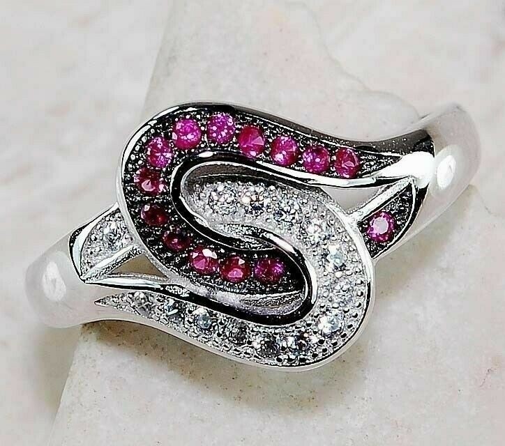 Heat Treated Rubellite Tourmaline 925 Solid Sterling Silver Ring Sz 6 UB3-6