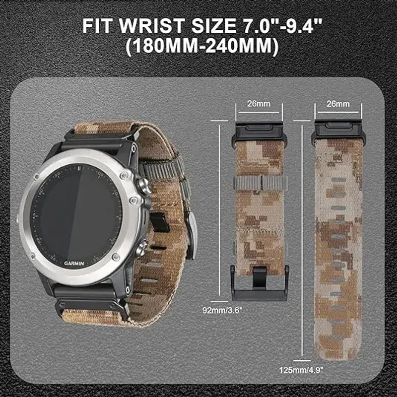 QuickFit 22mm 26mm Nylon Strap For Garmin Fenix 7 7X 6X Pro/Epix Pro Gen 2 51mm