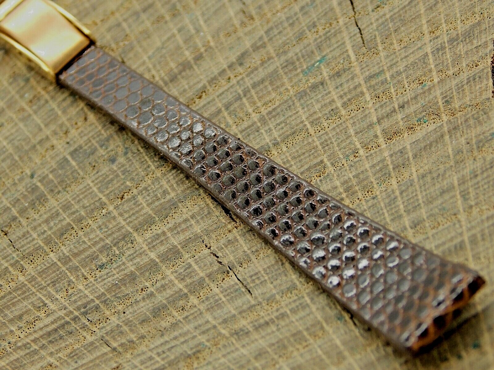 Vintage NOS Unused Speidel Watch Band Lizard w Gold Tone Sliding Clasp 11mm