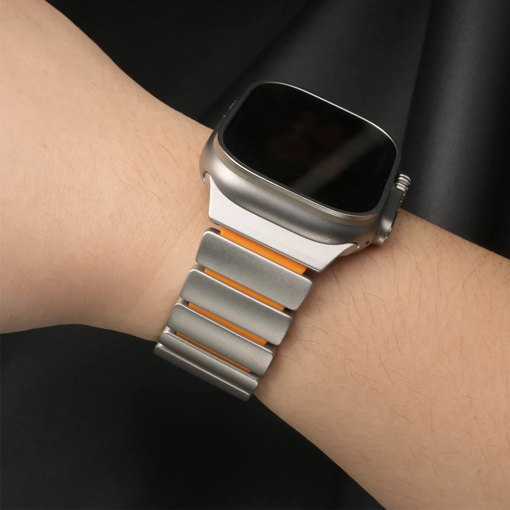 Magnetic Titanium Rubber Metal Band For Apple Watch Ultra3 49mm 11 10 9 8 7 6 SE