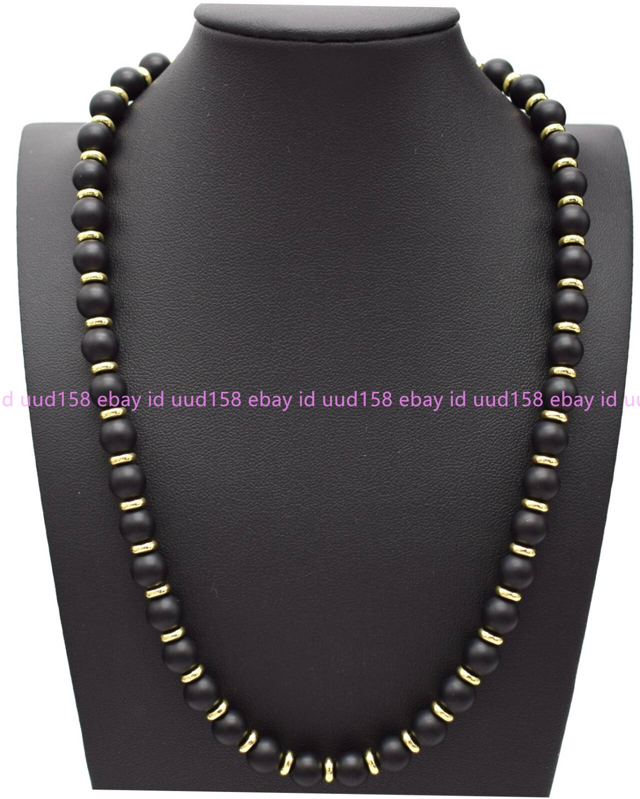 New Natural Pretty 8mm Frosted Black Agate Round Gemstone Beads Necklace 16-36in