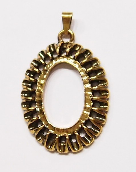 6 of 25x18mm Antique Gold Victorian Thick Loops Oval Pendant Settings 43x27mm