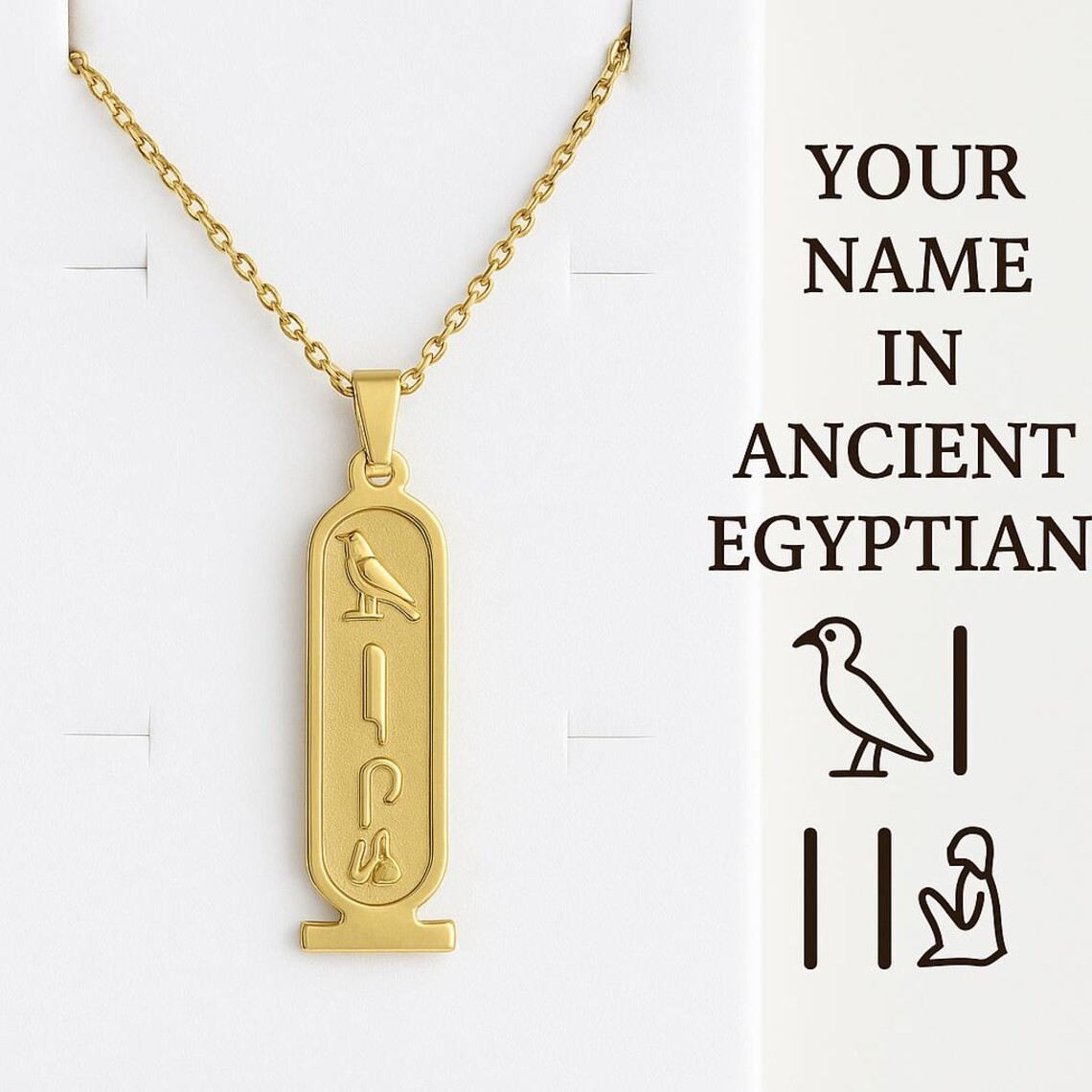Write Your Name – Custom Egyptian Cartouche Necklace – Personalized Hieroglyphic