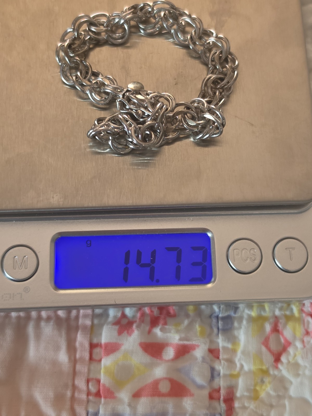 Vintage ELCO Sterling Silver Bracelet 7.5” Triple Link Safety Chain