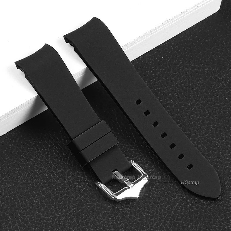 Curved End Silicone Bracelet Rubber Watch Band Strap Butterfly Clasp 18-24mm