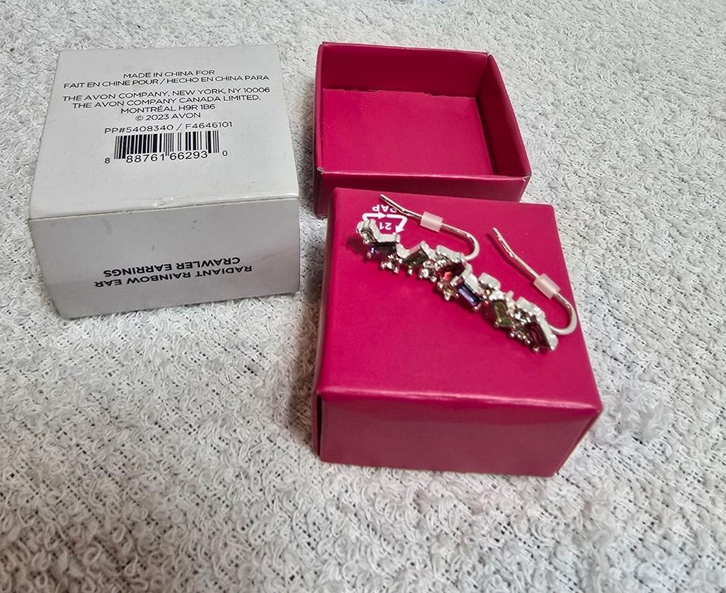 Women’s Avon Radiant Rainbow Ear Crawler Earrings One Size Silver Multicolor