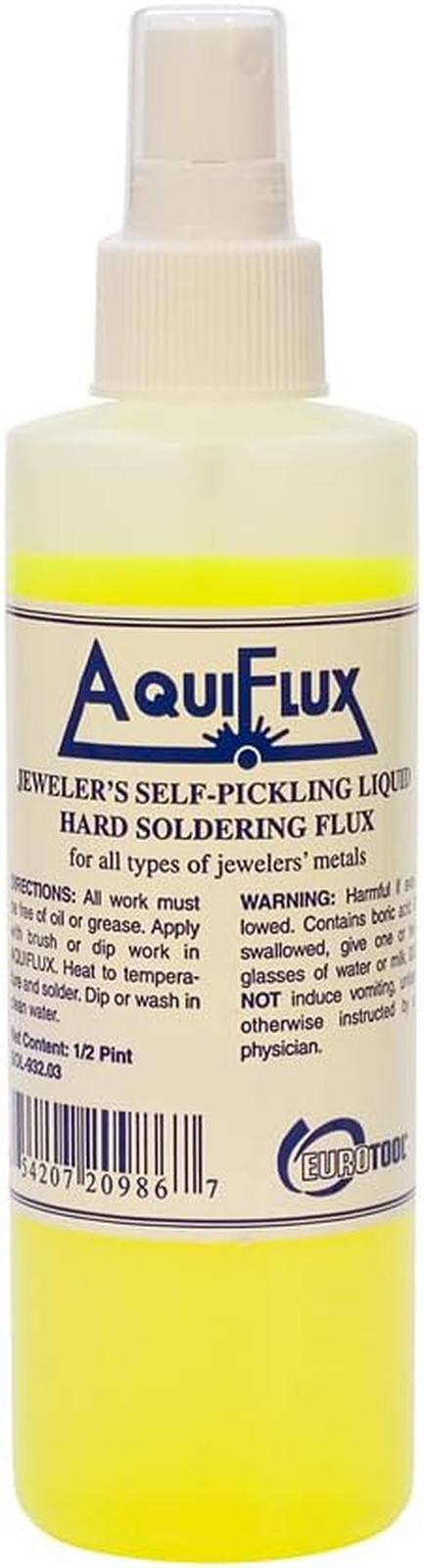 AquiFlux Jeweler’s Self-Pickling Liquid Soldering Flux, 1/2 Pint Spray Bottle |