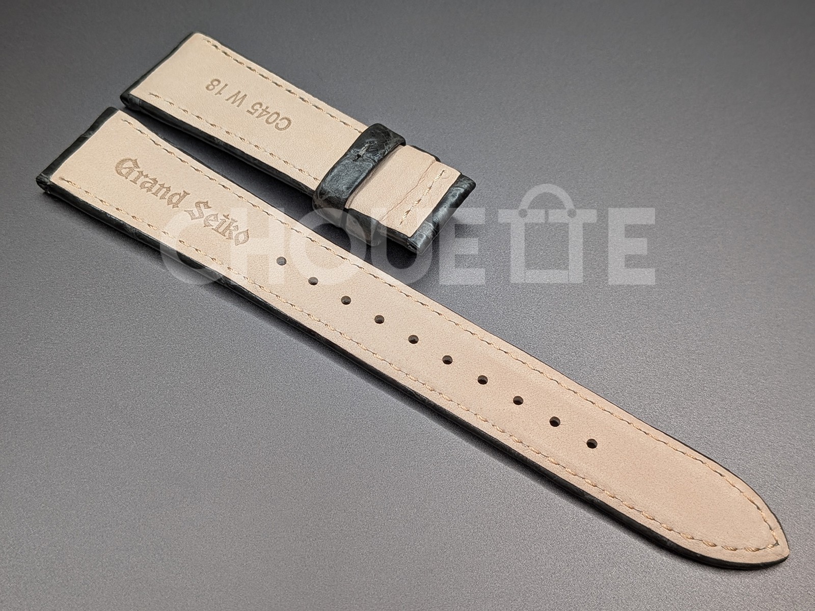 OEM Grand Seiko 18mm Gray Crocodile Leather Band Strap for GS SBGW291 9S64-00X0