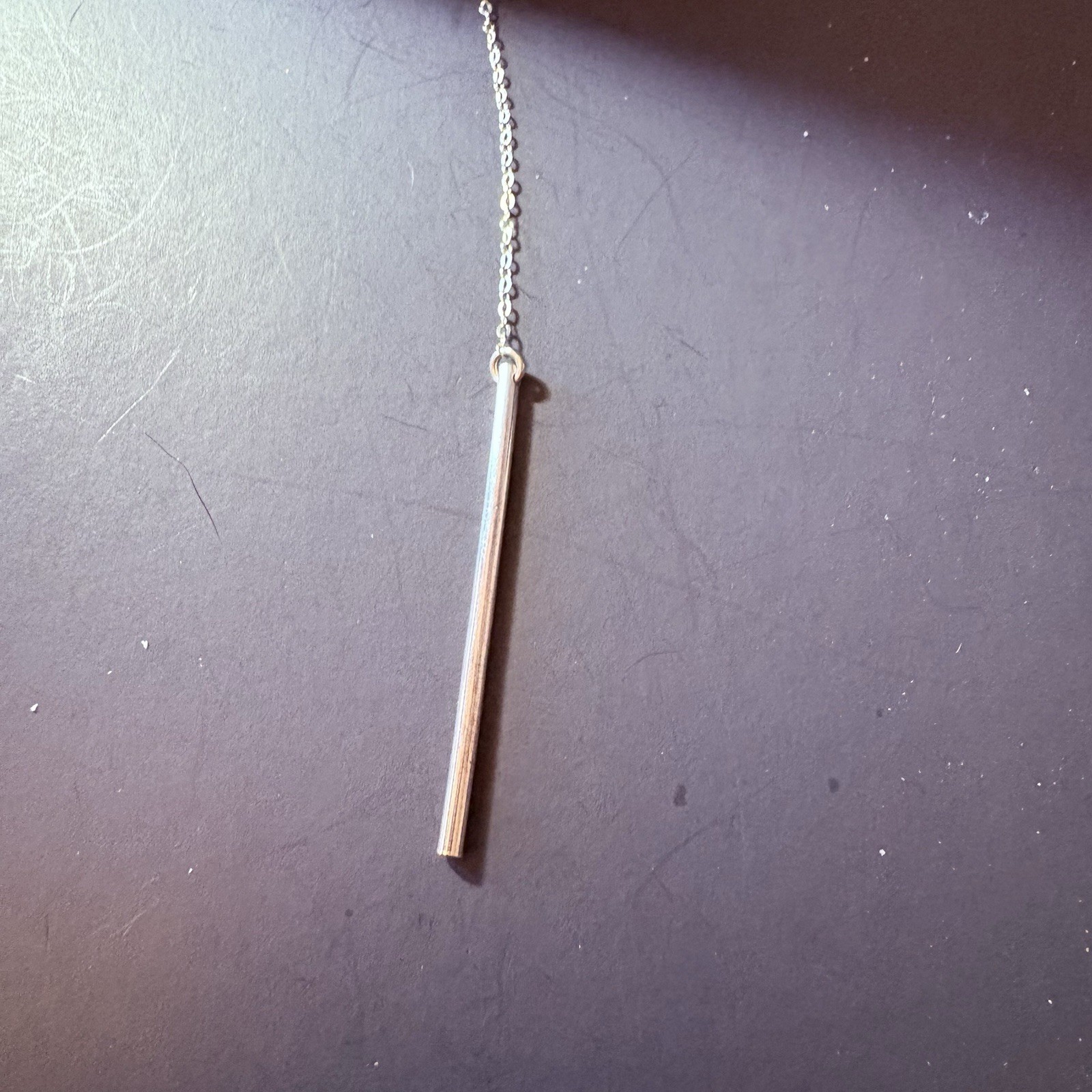 Sterling Silver Lariat Necklace Bar Pendant Minimalist Y Drop Modern Capsule
