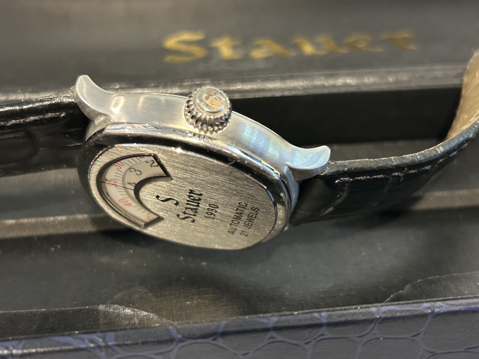 Stauer 1930 Dashtronic, Automatic, 21 Jewels, Stainless Steel, Leather Used