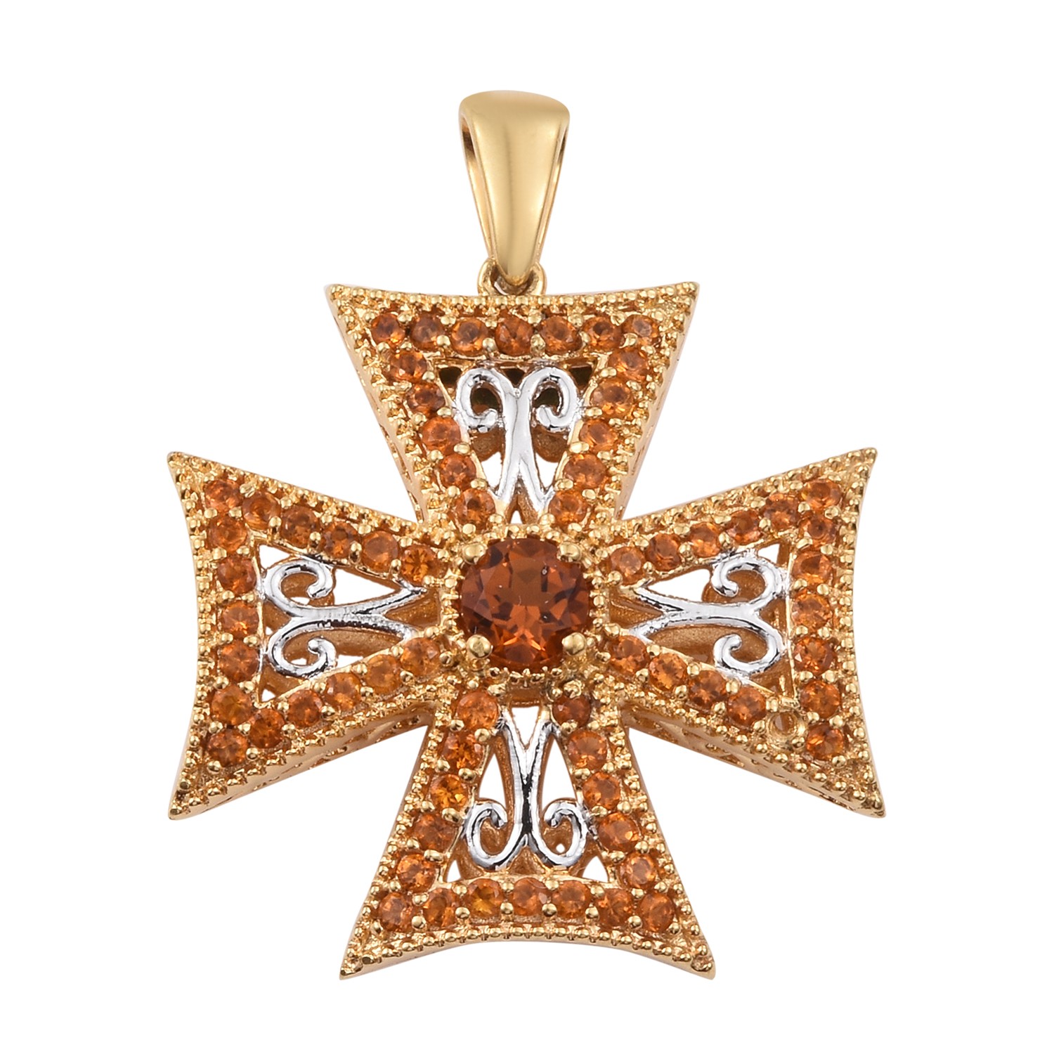 Yellow Gold Rhodium Plated 925 Sterling Silver Necklace With Natural Madira Citr