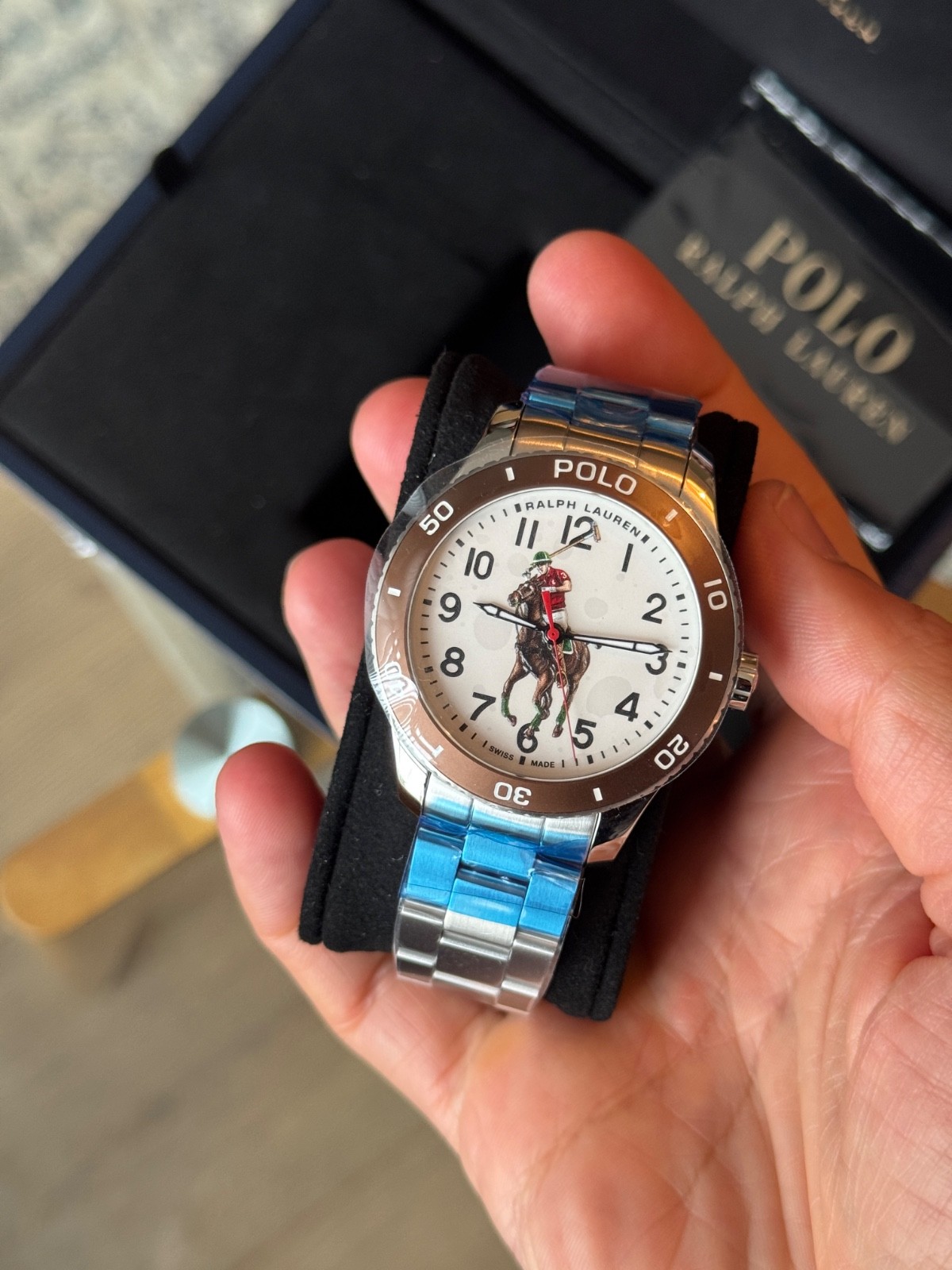 NEW £2,100 Polo Ralph Lauren Watch Mens Automatic White Steel Strap 42mm