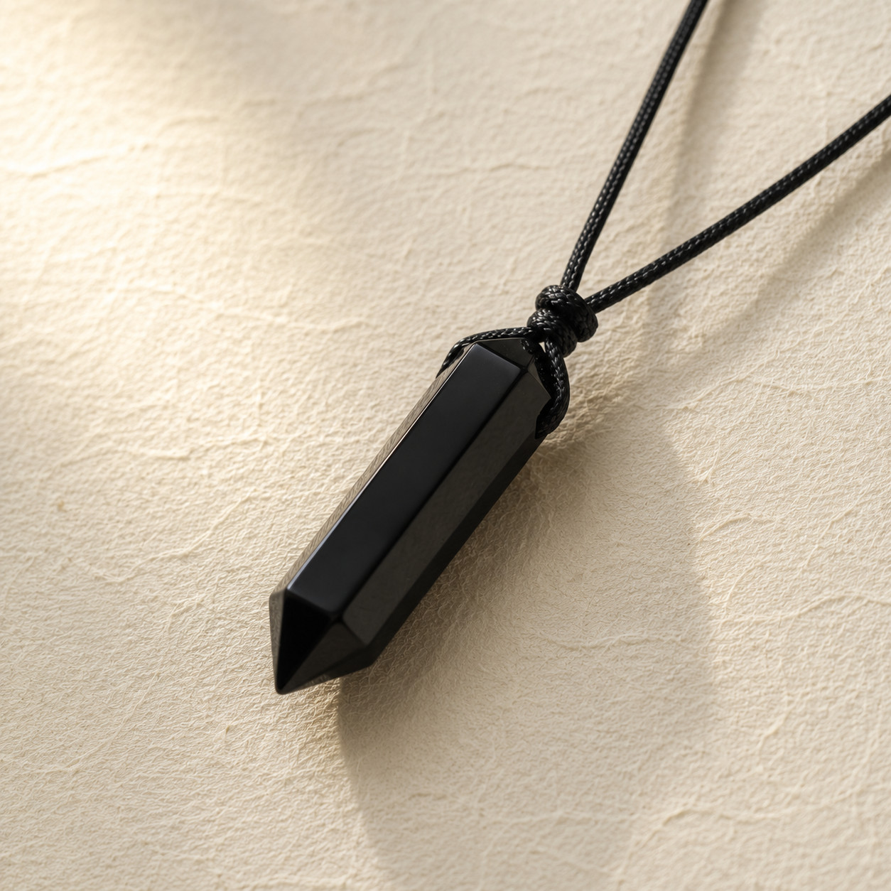 Natural Black Obsidian Pendant | Adjustable Waxed Cord | Protection & Grounding