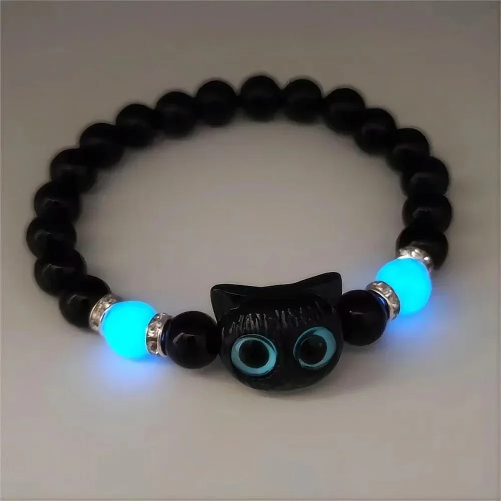 2026 Fashion Luminous Beads Couple Bracelets For Women Men Charm Cat Matching
