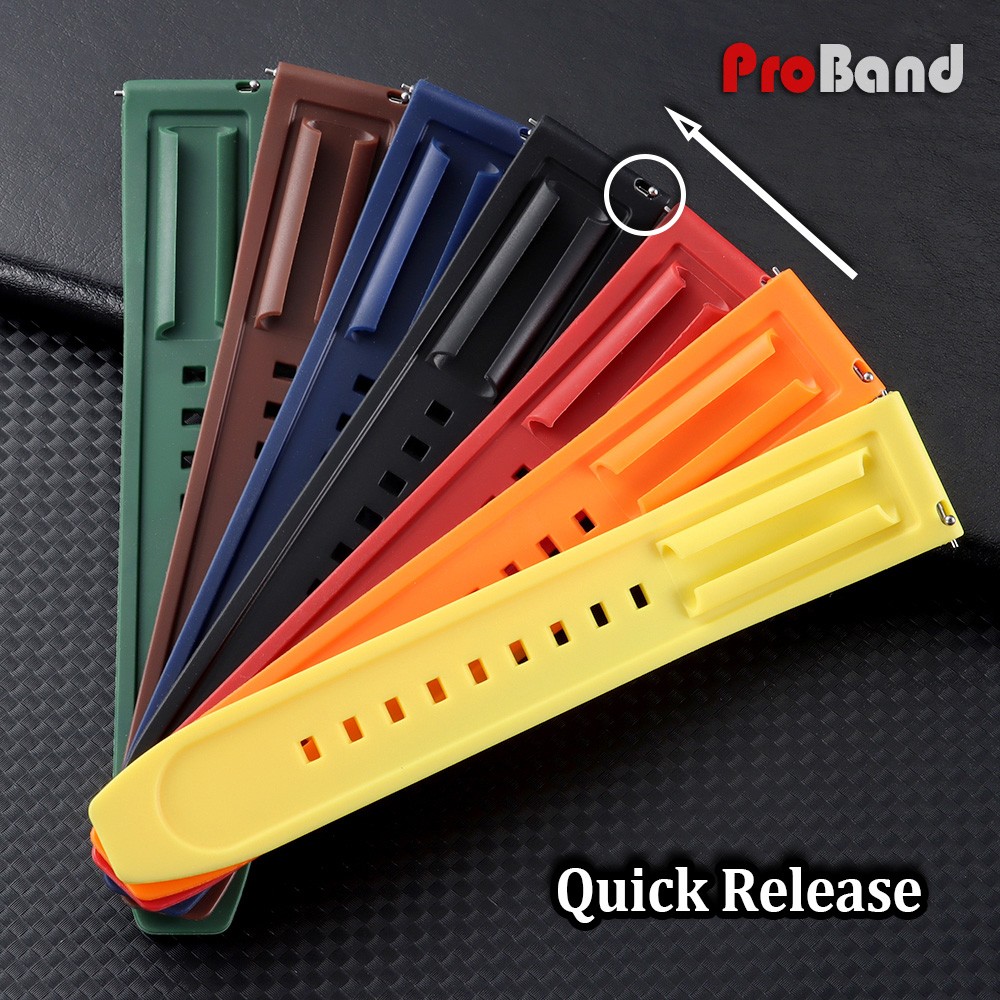 Waterproof Silicone Watch Strap 20mm 22mm 24mm Wrist Band Yellow Rubber Bracelet