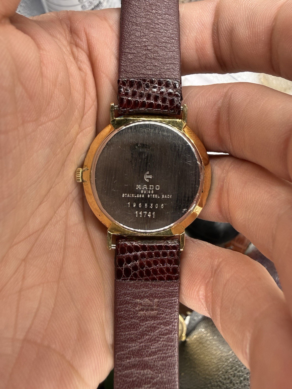 Rado Disco Volante Manual Wind 17J Gold Dial Gold Case Brown Leather Strap