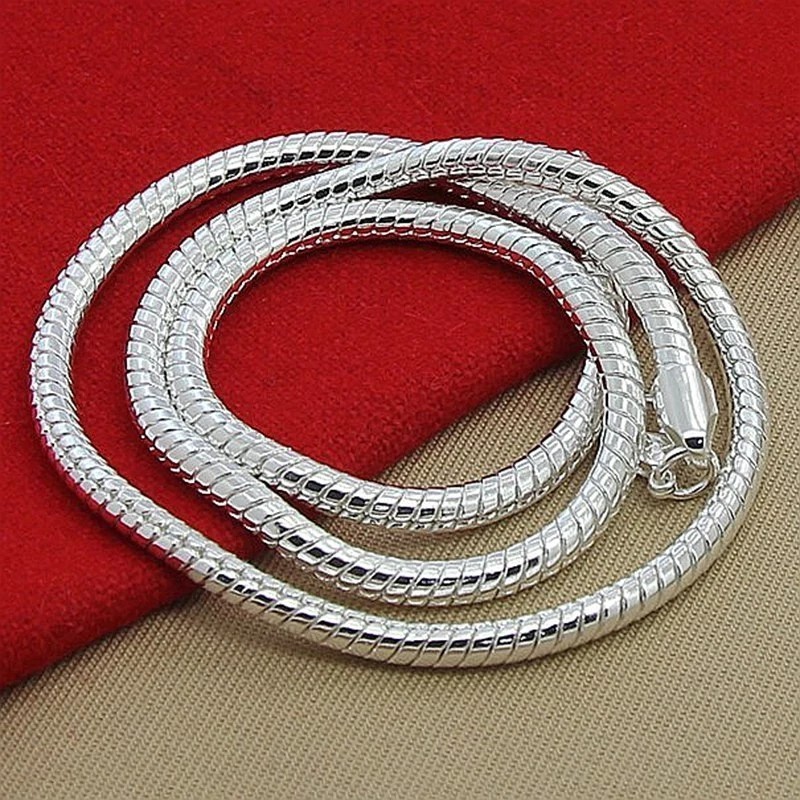 925 Sterling Silver Solid Snake Chain Necklace Men Women Pendant Jewelry 40-75cm