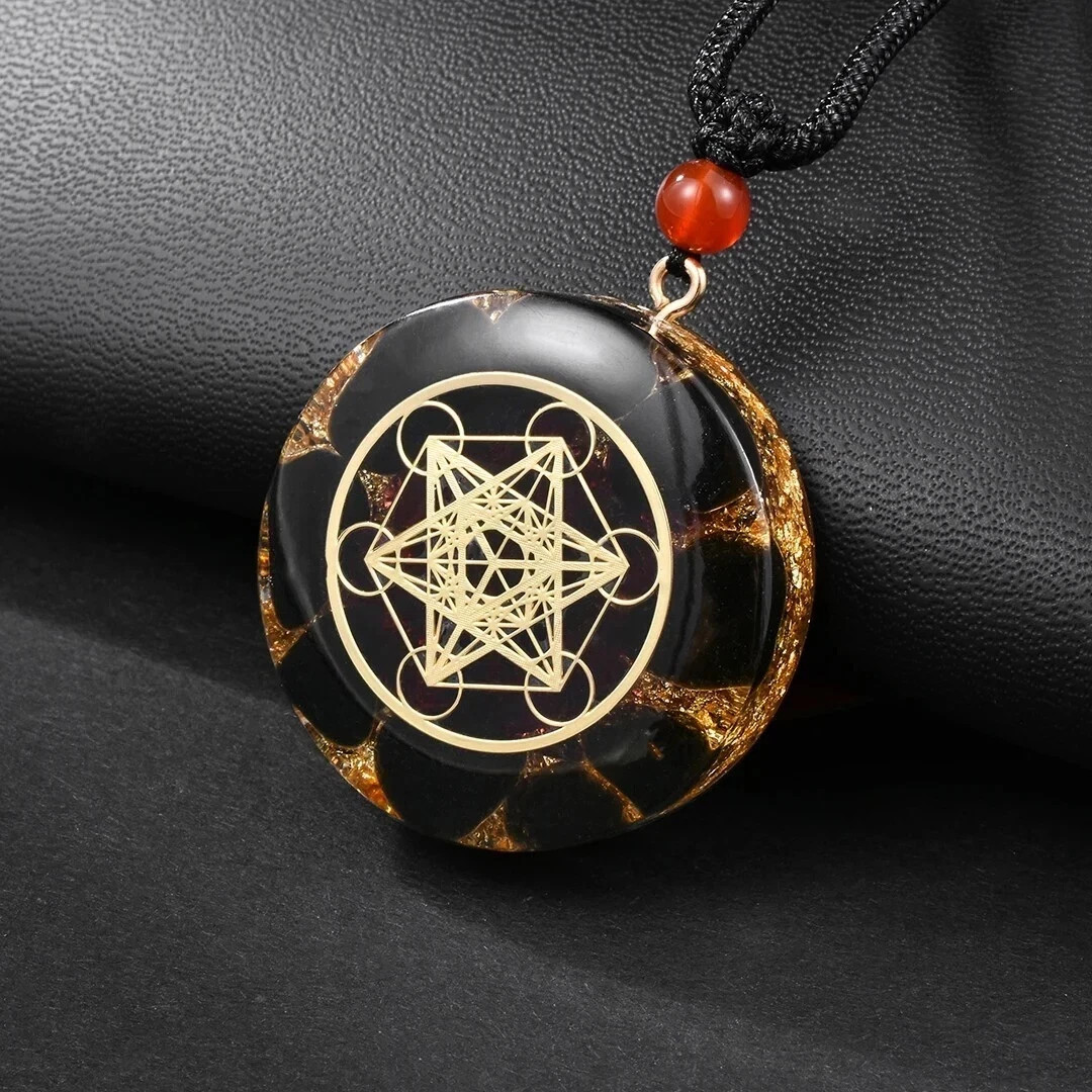 Black Tourmaline Orgonite Pendant Necklace Healing Spiritual Energy Amplifier