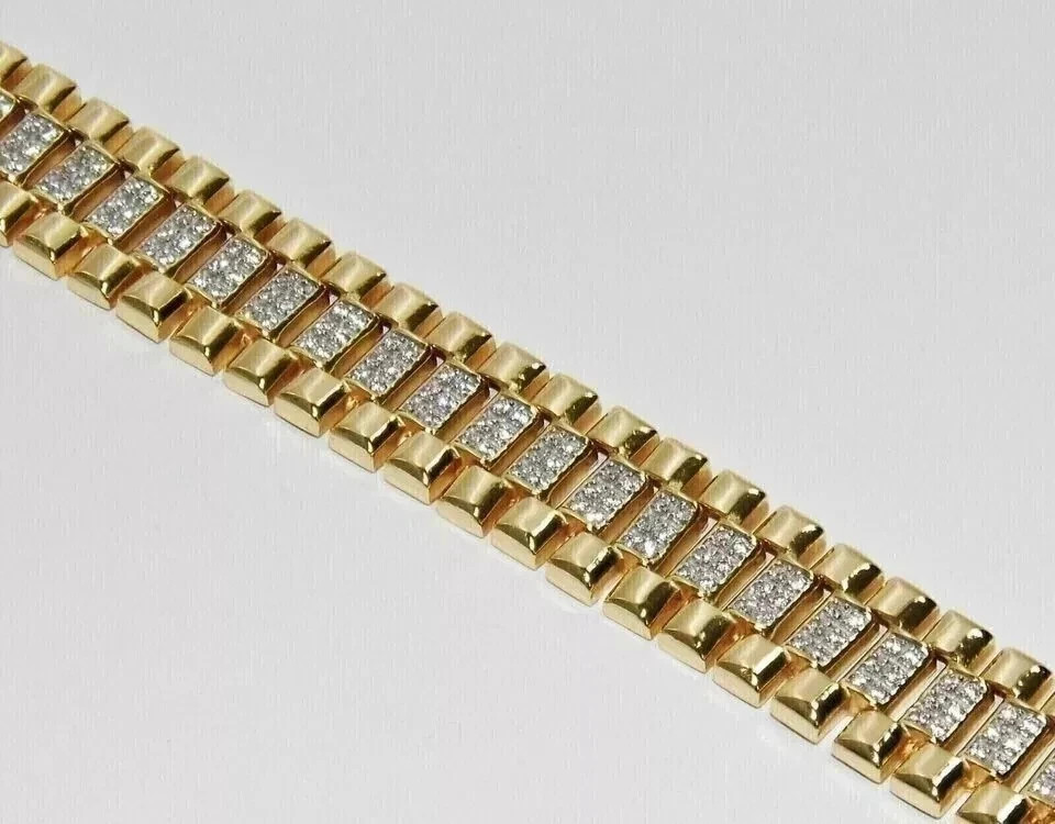 10Ct Round Cut Lab Created Diamond Men’s Tennis Bracelet 14K Yellow Gold Plated