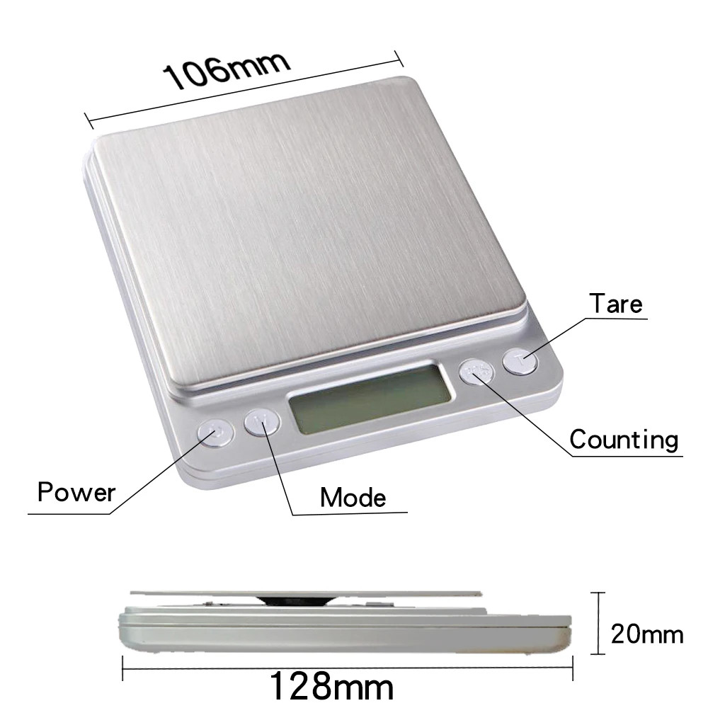 Digital Weight Scale Kitchen Jewelry Gold Grain Food MiniSize Gram 2000g/0.1g zz
