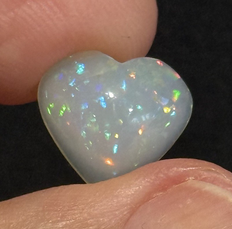 3.7ct 12.5×11.8×6.2mm Colorful Fine Pin Fire Heart Ethiopian Welo Opal Ring Gem