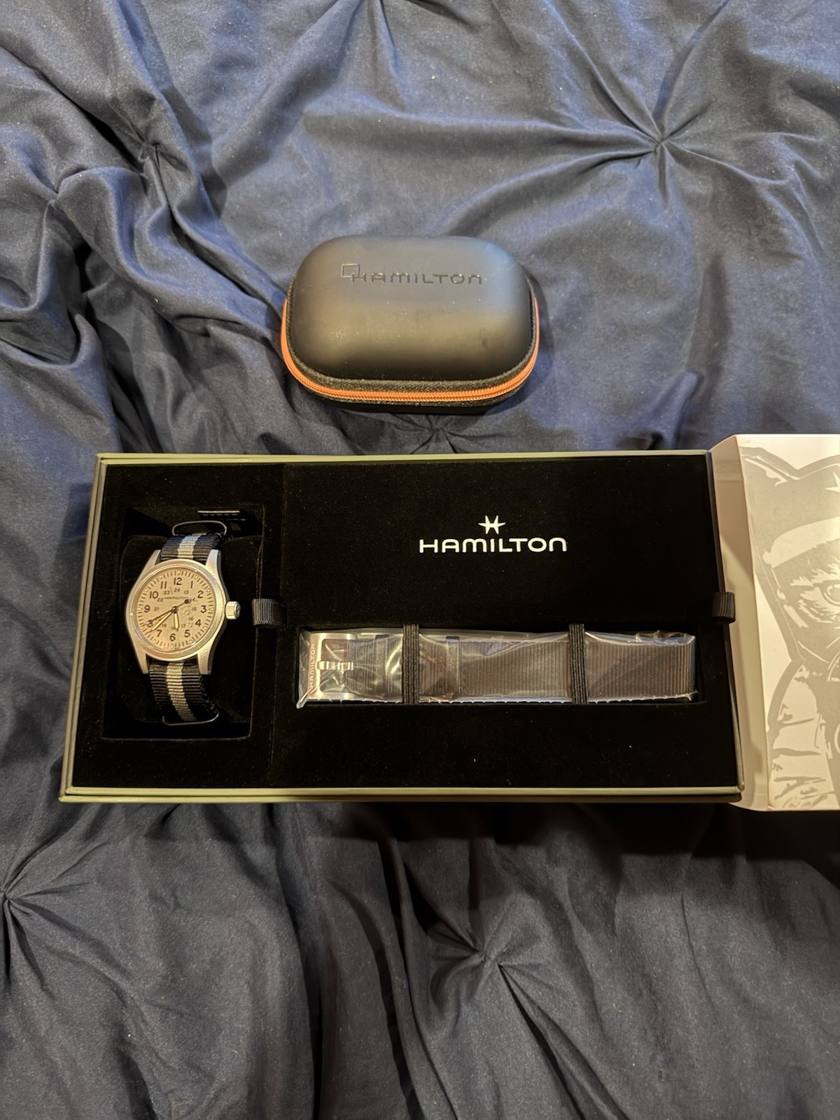 Hamilton Khaki Field Tokyo Alley Cat 38mm Black/Gray NATO Strap Box Papers