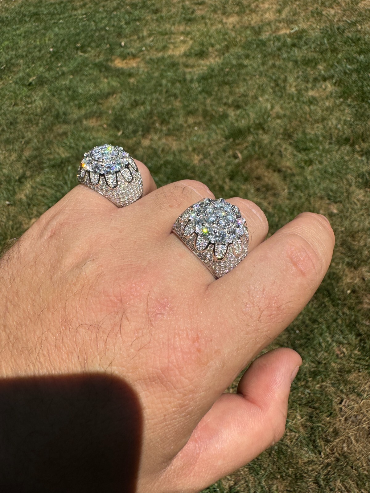 MOISSANITE Rapper Large Stone Dome Iced Hip Hop Ring 925 Silver Bust Down