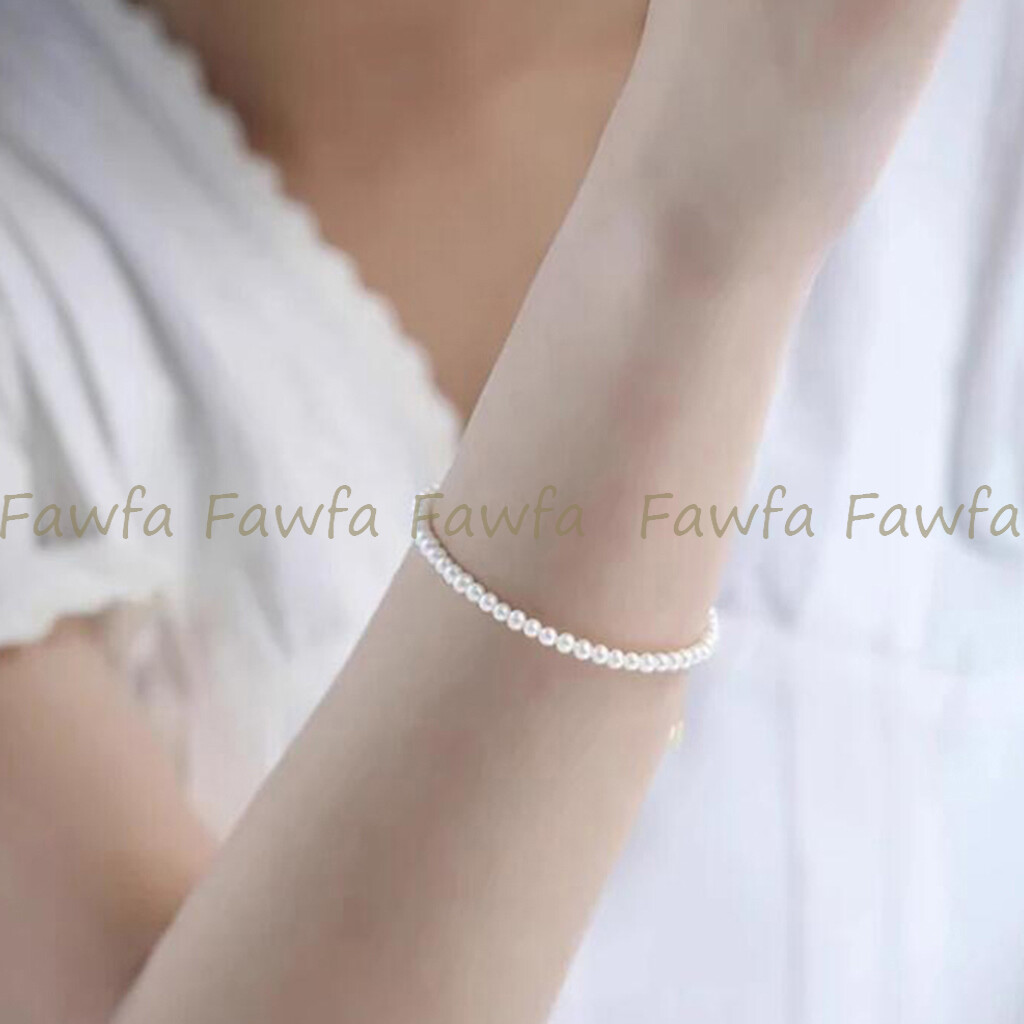 Mini Genuine 2-3mm Natural White Akoya Pearl Real Pearl Bracelet 7.5 inches