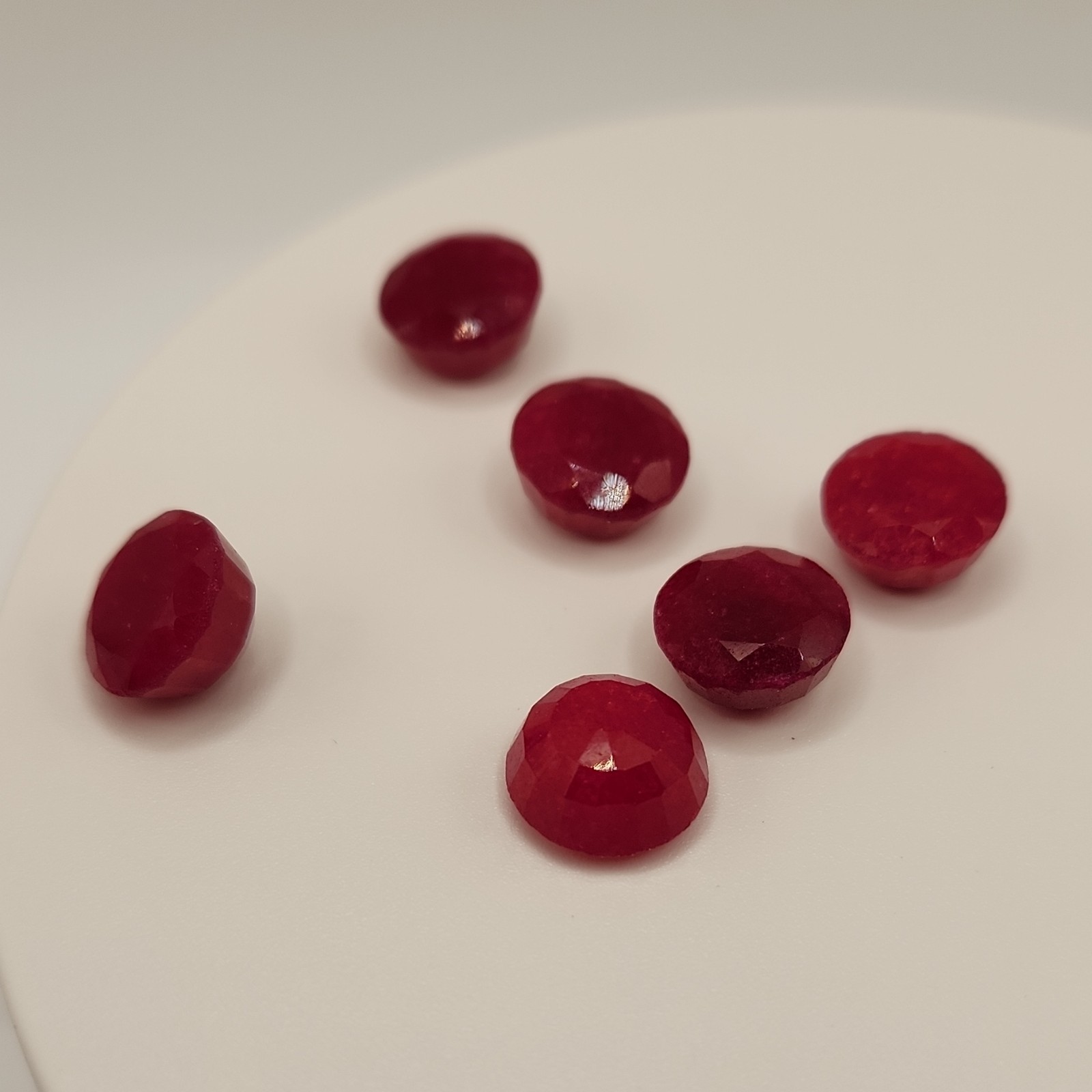 Red Ruby Oval Cut Gemstones 6pcs 7.1-10.8mm Faceted Loose Lot