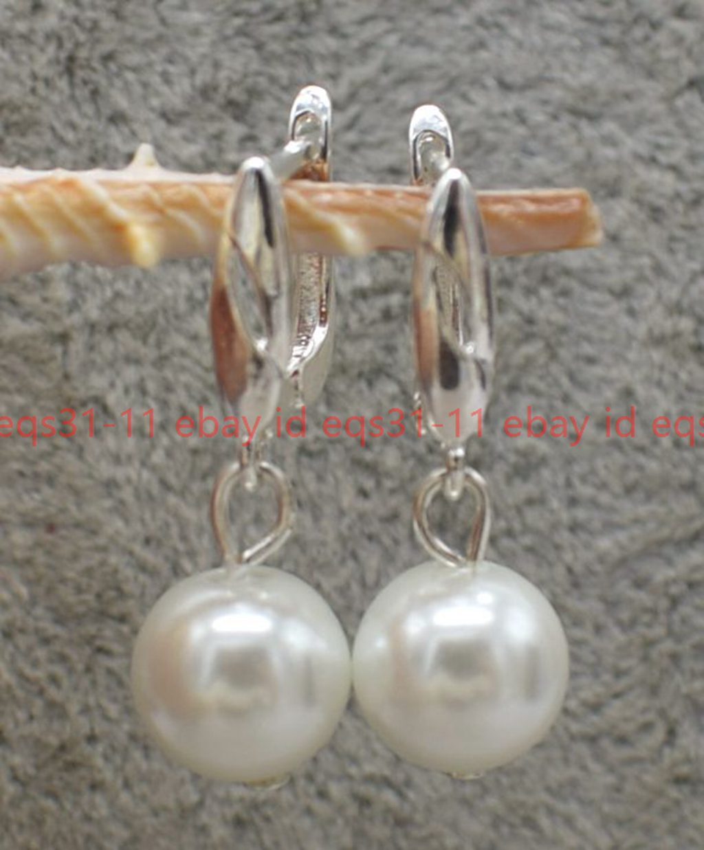 Beautiful Pretty 12mm White Shell Pearl Classic Round Beads Leveback Earrings
