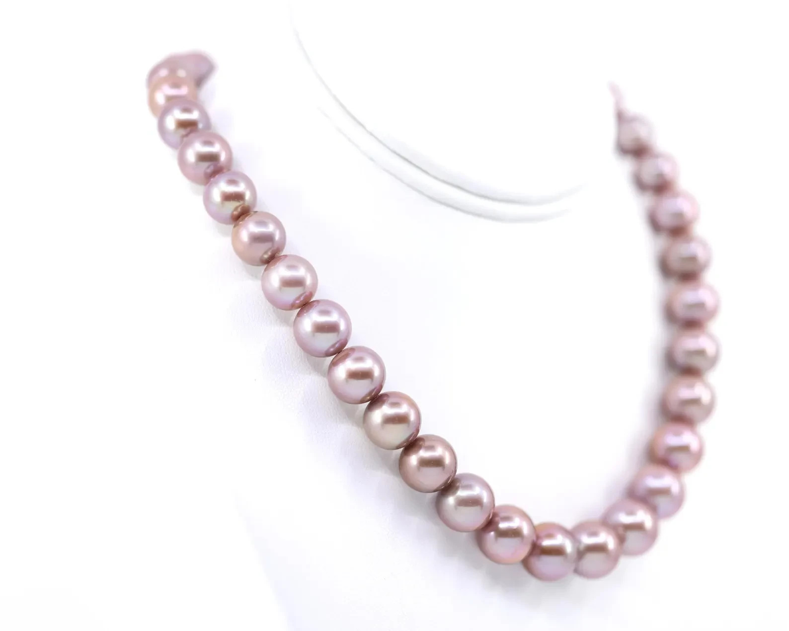 Large 11.5-13mm Pink Edison Pearl Necklace Sterling Silver AAAAA Round Mauve