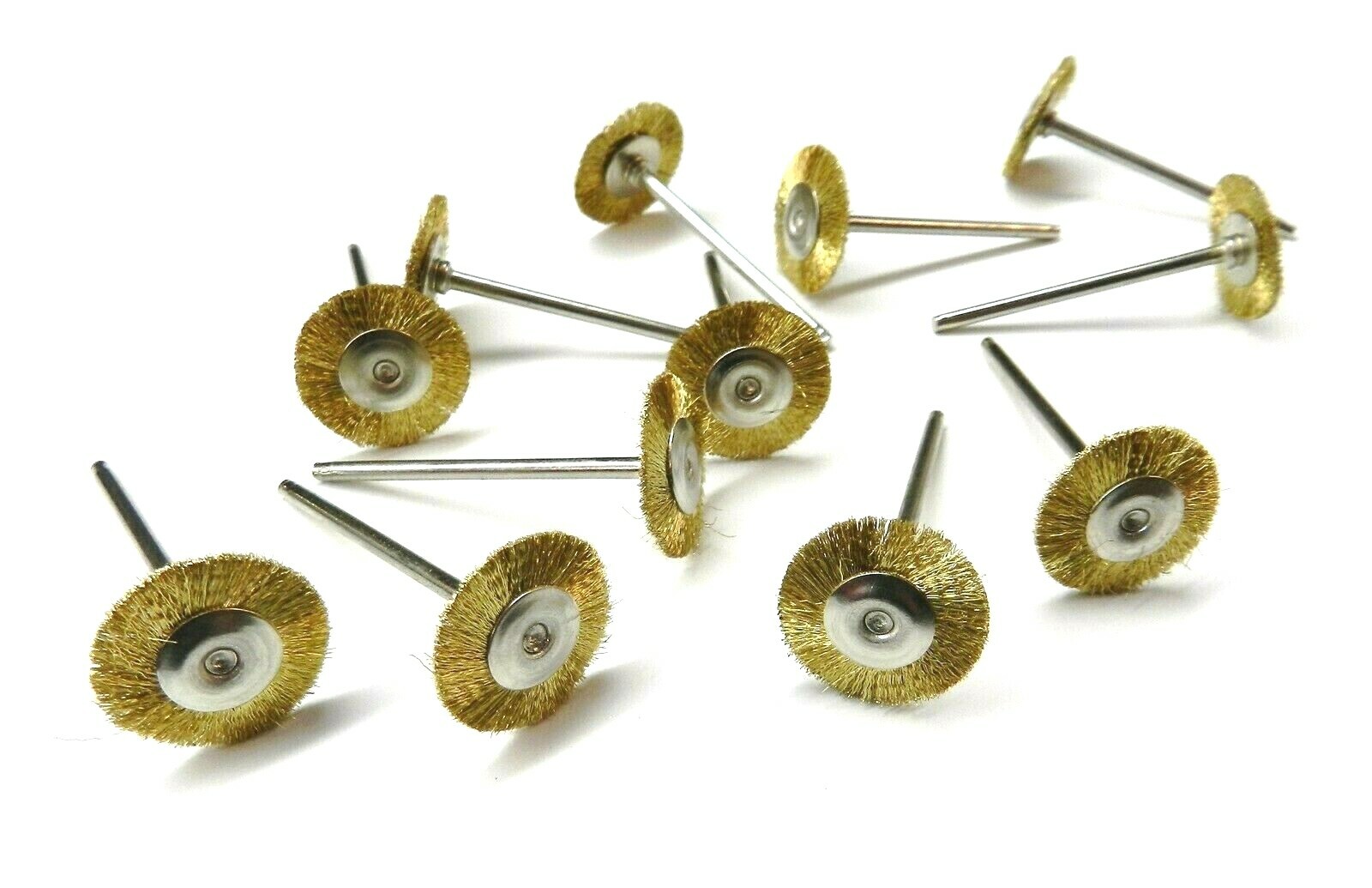 Crimped Brass Wire Wheel Brush Mounted 3/4″ Diameter on 3/32″ Shank 12 Pcs