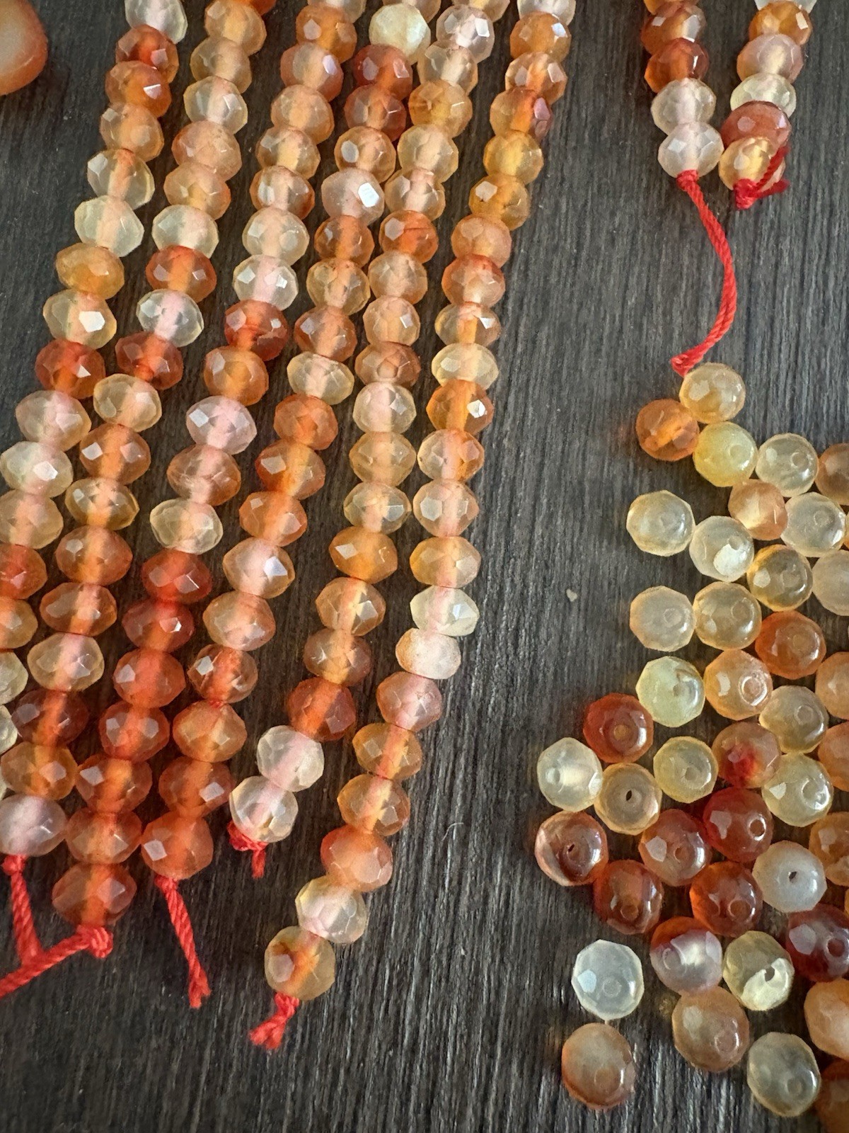 LOT Of Mixed Carnelian Red Aventurine Faceted Roundelle Stones Beads Read Info