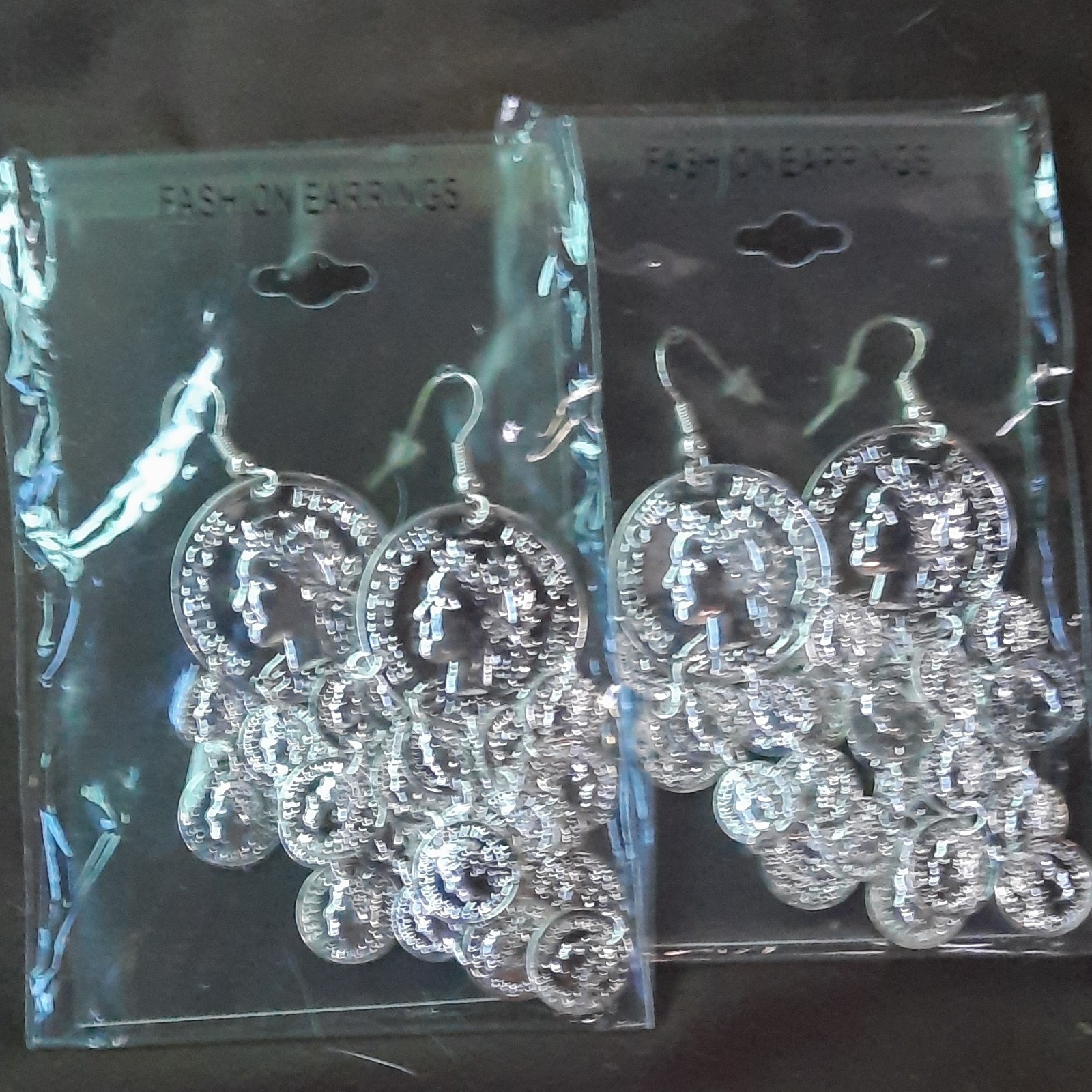 PASTEL Dangle Hook Earrings Silver Tone Metal Coin Theme Lead-Free Lot 3 Pairs