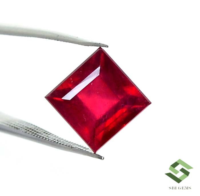 9×9 mm Natural Ruby Square Cut 6.45 CTS Faceted Mozambique Loose Gemstone GF