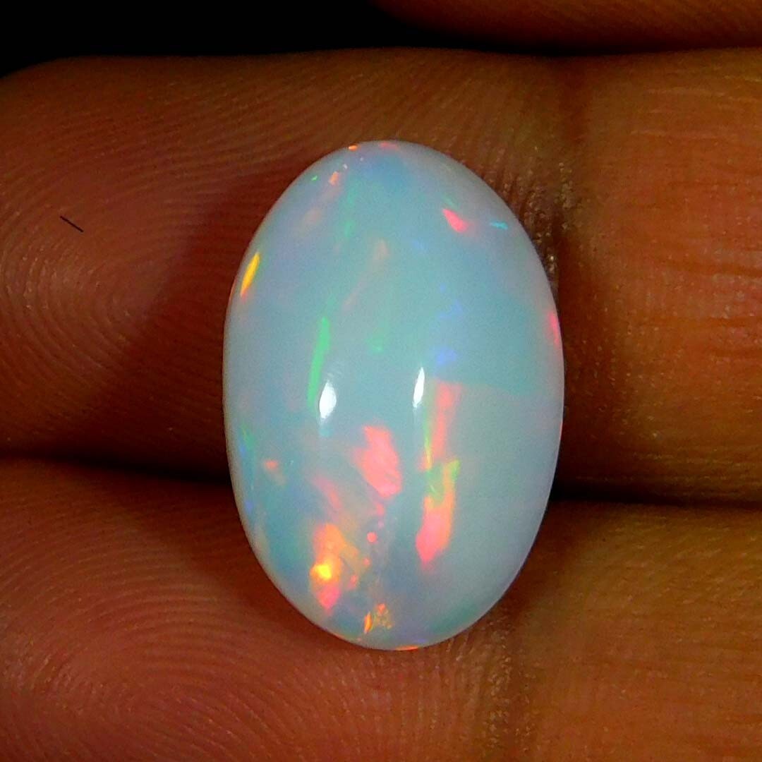 6.30Cts. Natural White Ethiopian Opal Oval Cabochon Reiki Healing Good Gemstone