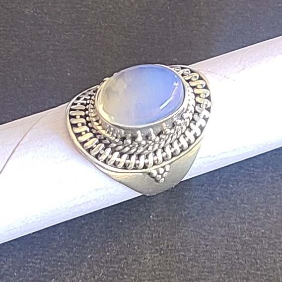 Blue Opal Gemstone 925 Sterling Silver Handmade Fine Ring All Size Available
