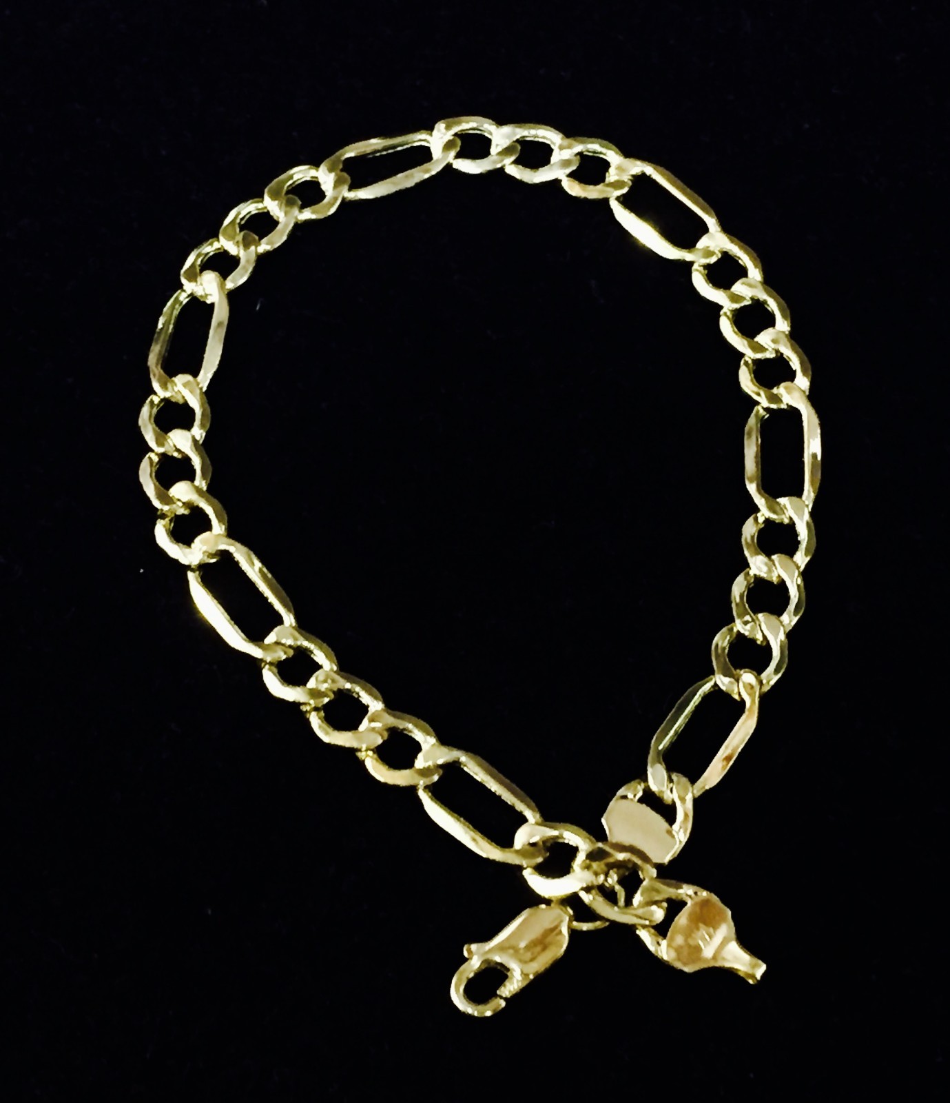 14k Yellow Gold Mens Figaro Curb Lite Link Chain/Necklace 22″ 6MM 10 grams