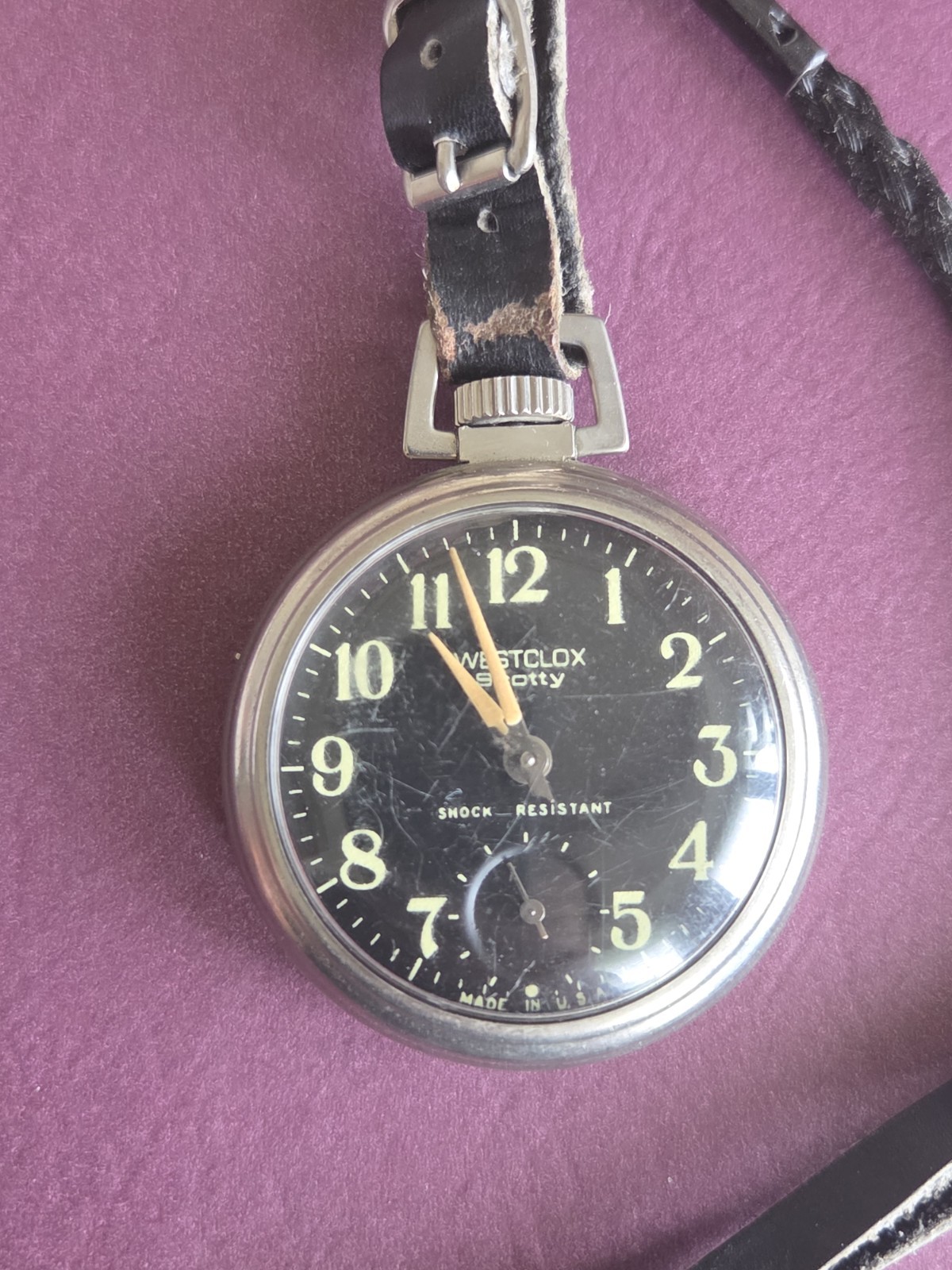 Vintage Westclox Scotty mechanical pocket watch made in the USA.
