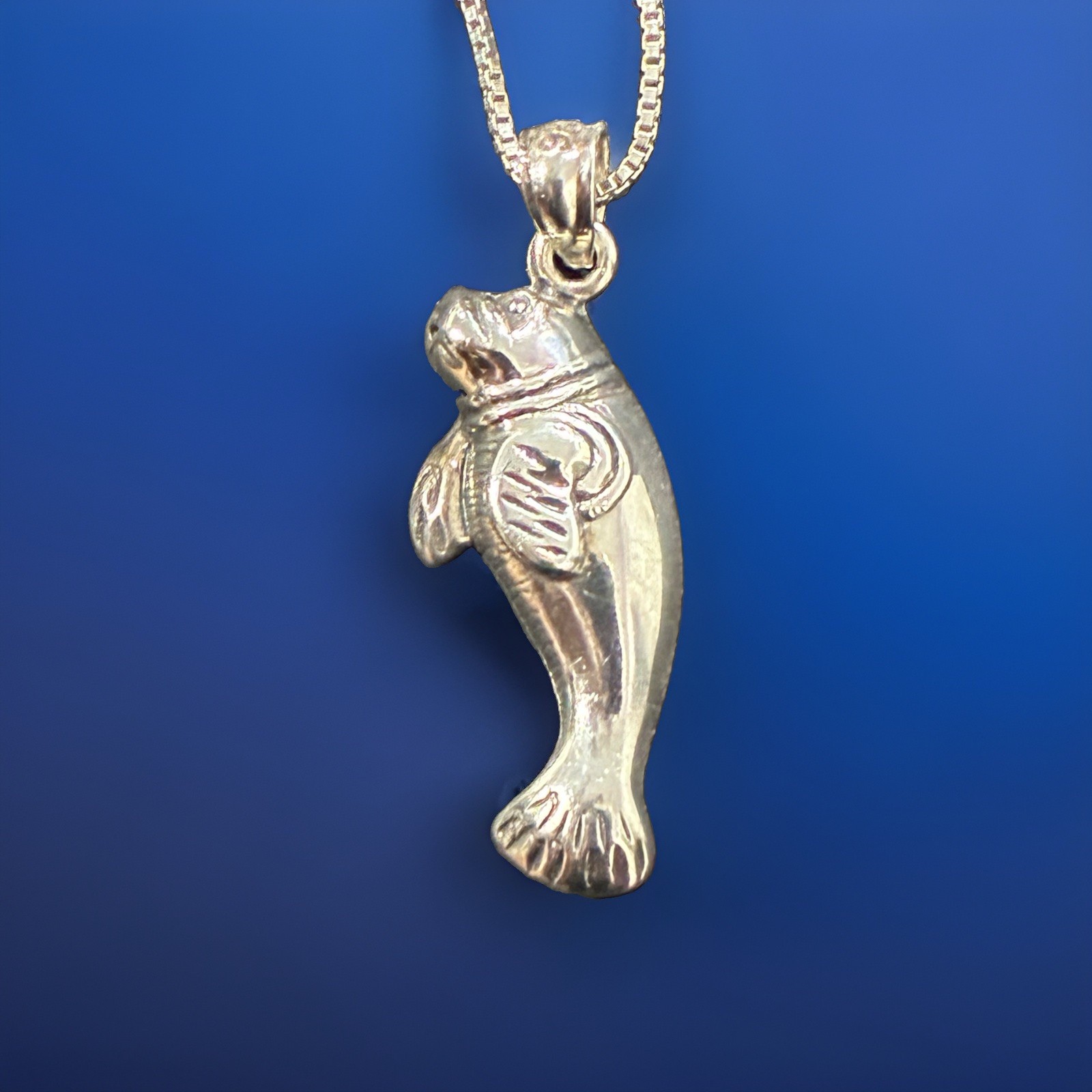 Italian Sterling Silver 925 Walrus Pendant Necklace 17″ Official Maker Hallmarks