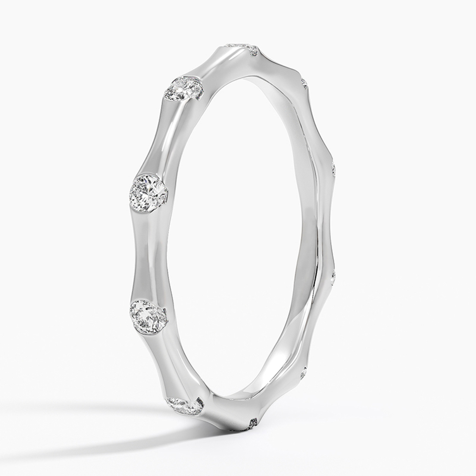 14K Gold Full Eternity Minimalist Bamboo Ring, Thin Gold Nature Inspired Ring