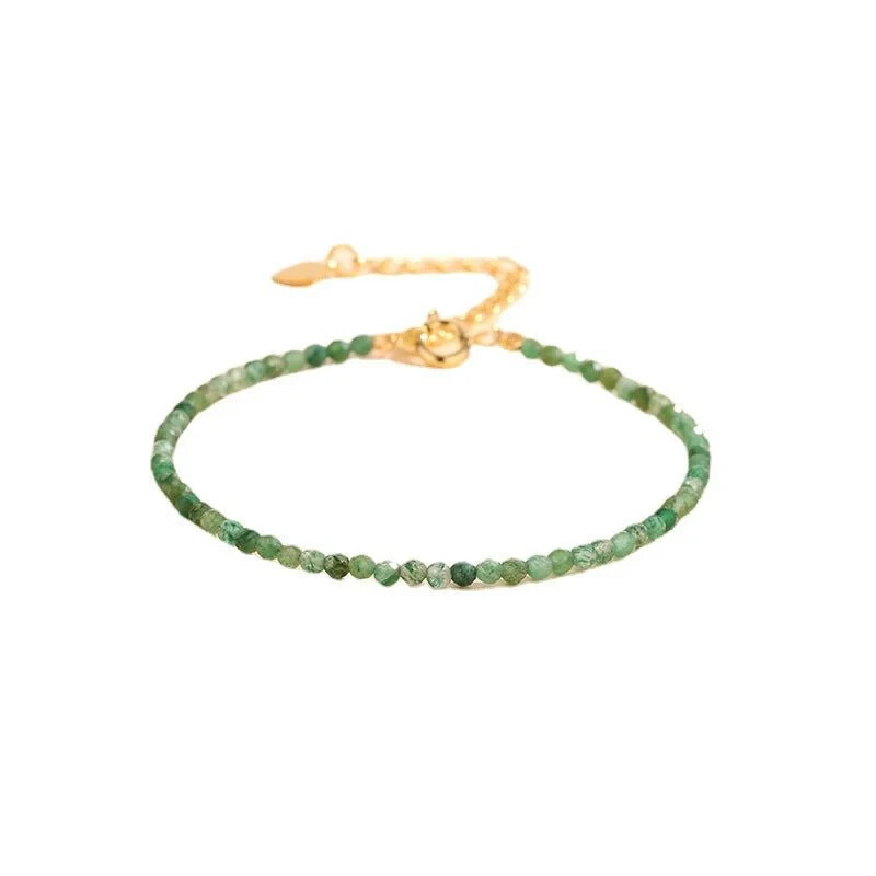 2.5mm Green Emerald Beads Healing Dainty Women Bracelet May Birthstone Gift