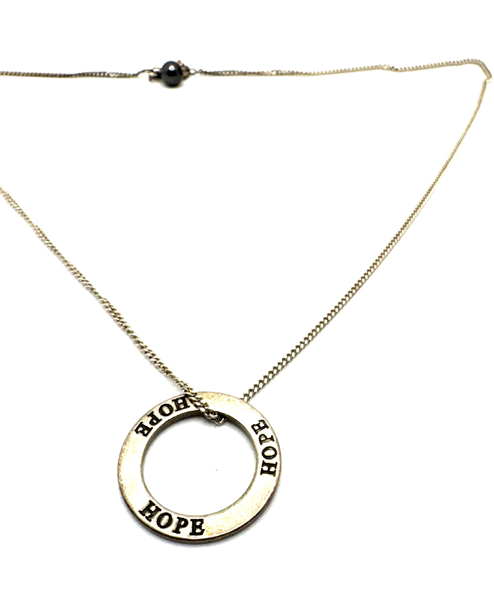 925 SILVER CHAIN WITH PENDANT RING STATEMENT “HOPE” DESIGN VINTAGE CLASSY HALLMARKED