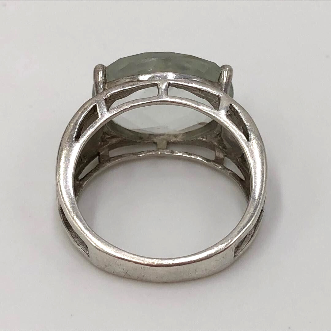 Vintage Signed MIDAS 925 Sterling Silver Mint Green Praisolite Ring SZ. 8