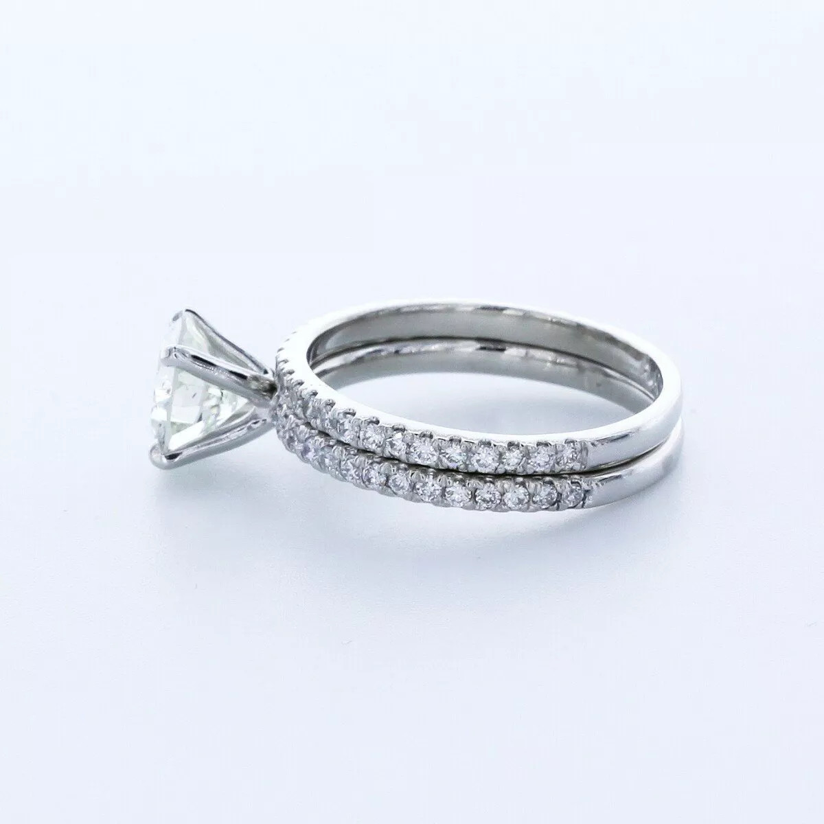 Engagement Ring Set Platinum Petite 2.15 Carat Round Lab-Grown Diamond H VS2