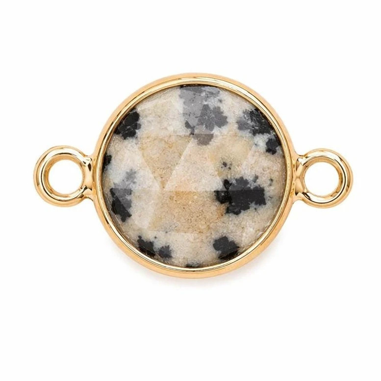 12PC Wholesale 11mm Round Natural Gemstone Connector Gold Charms for DIY Jewelry